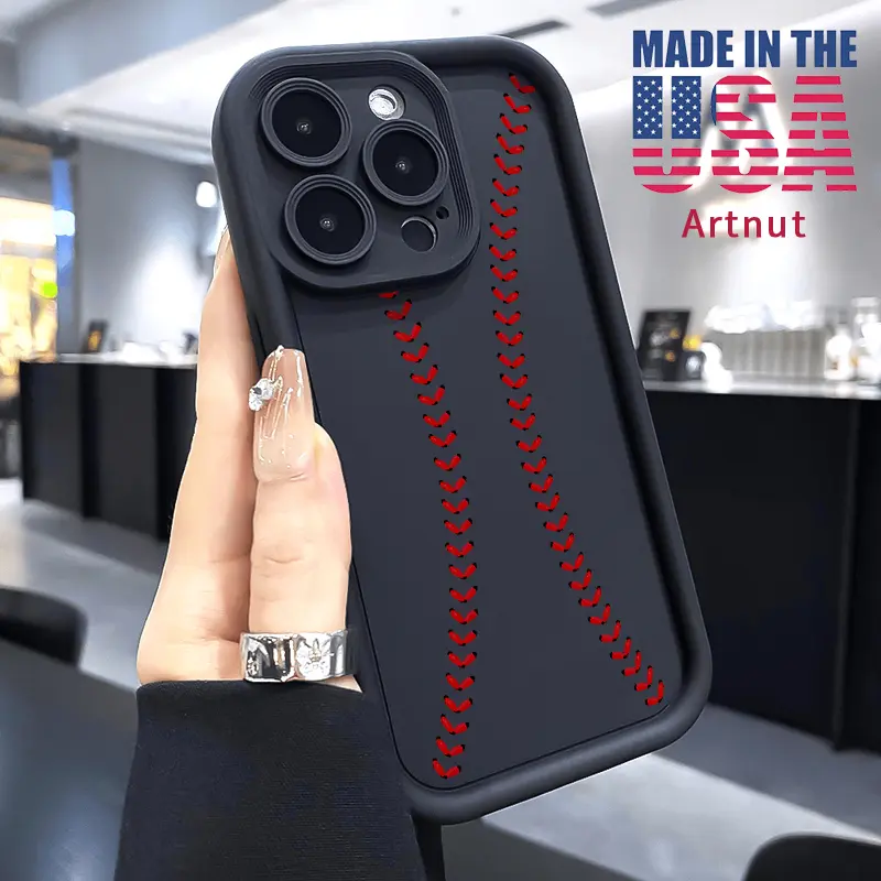 Baseball Pattern Phone Case for iPhone 16 15 14 Pro Max 13 12 11 XR E XS Plus Shockproof Non Slip Military-Grade Protection Silicone Cover