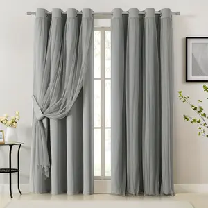 Dual Layer Mesh Curtains, Solid Design, Ideal for Kids' Rooms & Living Spaces, Insulating Light Blocking Decorative Element
