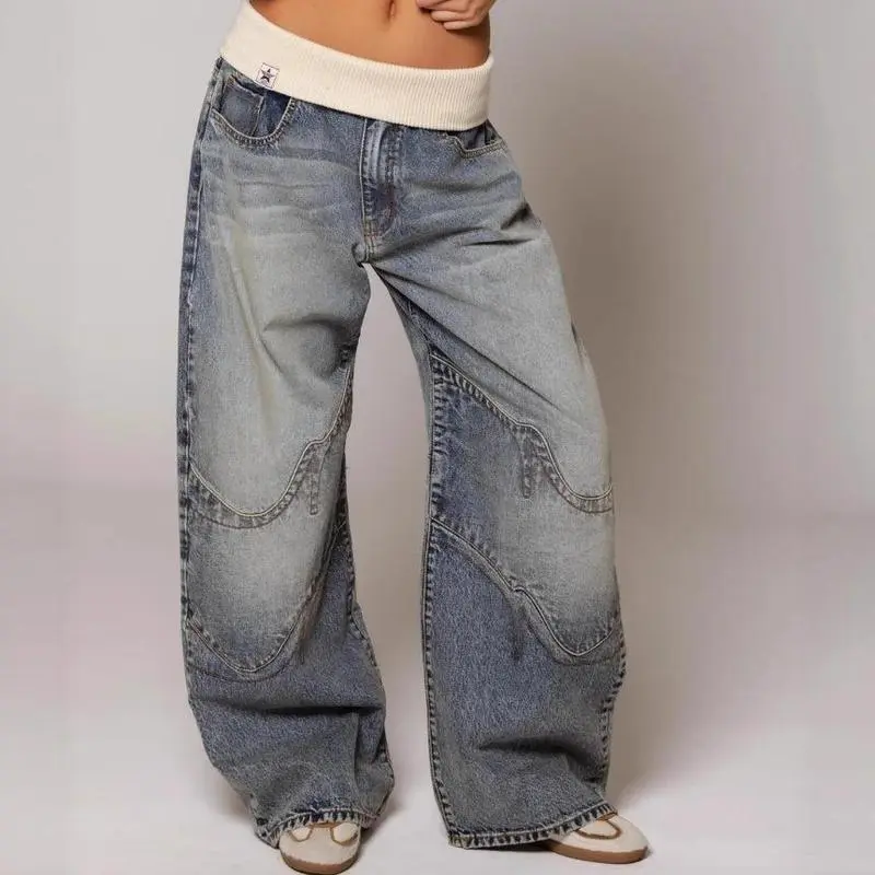Women'sJeansPantsFashionLooseFitCasualLowRiseDenimPantsY2KRetroStreetwear