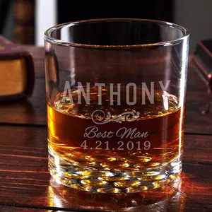 Classic Whiskey Rocks Glass - Custom Whiskey Glasses for Father of the Bride, Groomsmen, Best Man