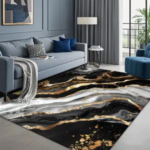 Marble Pattern Floor Mat, Non-slip Soft Floor Carpet, Decorative Area Rug, Universal Floor Mat for Home Living Room Bedroom Hotel