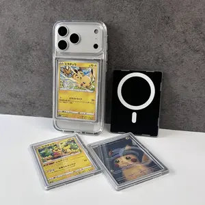 Transparent Magnetic Trading Card Holder – Fits Pokémon / MTG / Sports Cards (Standard 63 × 88 mm) – Compatible with iPhone and Samsung Galaxy Series