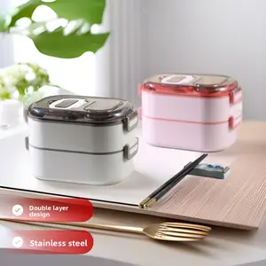 Stainless Steel Lunch Box Double Layer Bento Box | Microwave Safe For School & Office | Leak Proof Meal Prep Container