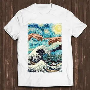 Kanagawa Hands Of God Starry Nights Van Gogh Meme Retro Gamer Cult Movie Music Top Cool Gift Tee T Shirt C1028
