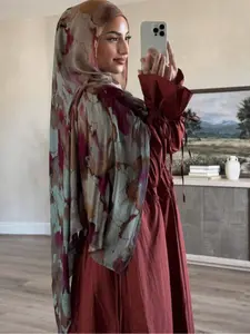 Women's Fashion Tie-Dye Scarf, Cotton Print Shawl 180x70cm, Muslim Headscarf for Beach Outdoors, Elegant Women's Head Wrap