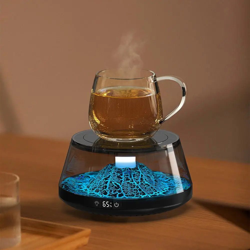 Smart Volcano Design Coffee Cup Warmer, 4 Modes Temperature Adjustable Cup Warmer, Household Cup Heater for Home Office Use