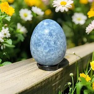 Large Blue Calcite Egg Sphere Egg shape Rocks Stone Healing Calming Chakra Reiki Mineral Specimens Home Decoration Ornament