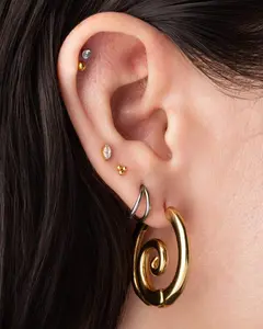 Faux Stretched 8GA Spiral Hoop Earrings - Pair - Stainless Steel