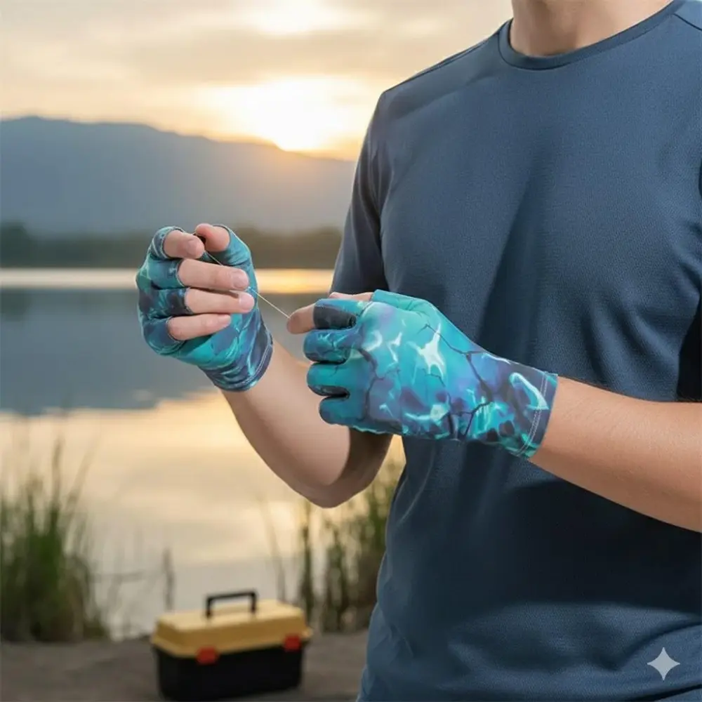 Summer Fingerless Gloves for Fishing & Outdoor Sports, Anti-Slip Breathable Sun Protection, UPF UV-Resistant Elastic for Cycling Hiking, Quick-Dry Lightweight Unisex, L XL Sizes, Hand Gloves