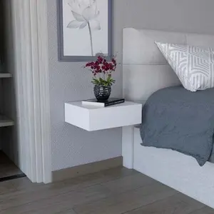 Milano Floating Nightstand , End Table, Side Table Wall-Mounted with Drawer -White -Bedroom-B070137822