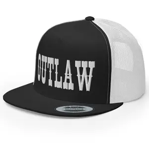 RIVEMUG Western Outlaw Trucker Hat Flat Bill High Crown Adjustable Cowboy Rodeo Cap