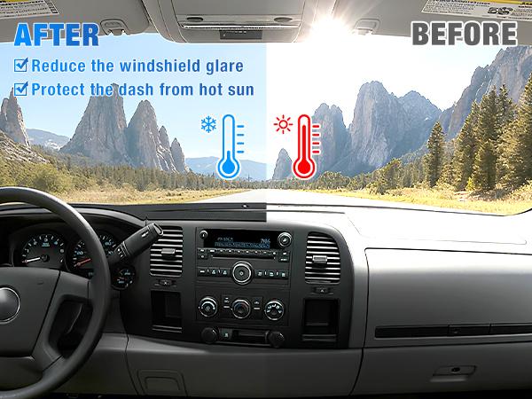 Nilight Dash Cover for 2007‑2013 Chevy Silverado / GMC Sierra 1500 2500 3500, Suede Dashboard Mat Sunshade Glare Dashboard Protector Truck Interior Accessories Black