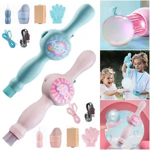 Smoke Bubble Machine Elastic Bubble Wand Interactive Party Colorful Lighting Bubbles Blowing Machine Outdoor Parties Toy Gifts