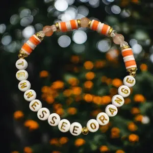 Megan Album Tennessee Orange Inspired Beaded Bracelet | Southern Love Story Jewelry | Orange & White Bead Combo | Handcrafted Tribute to Loving Boldly shop