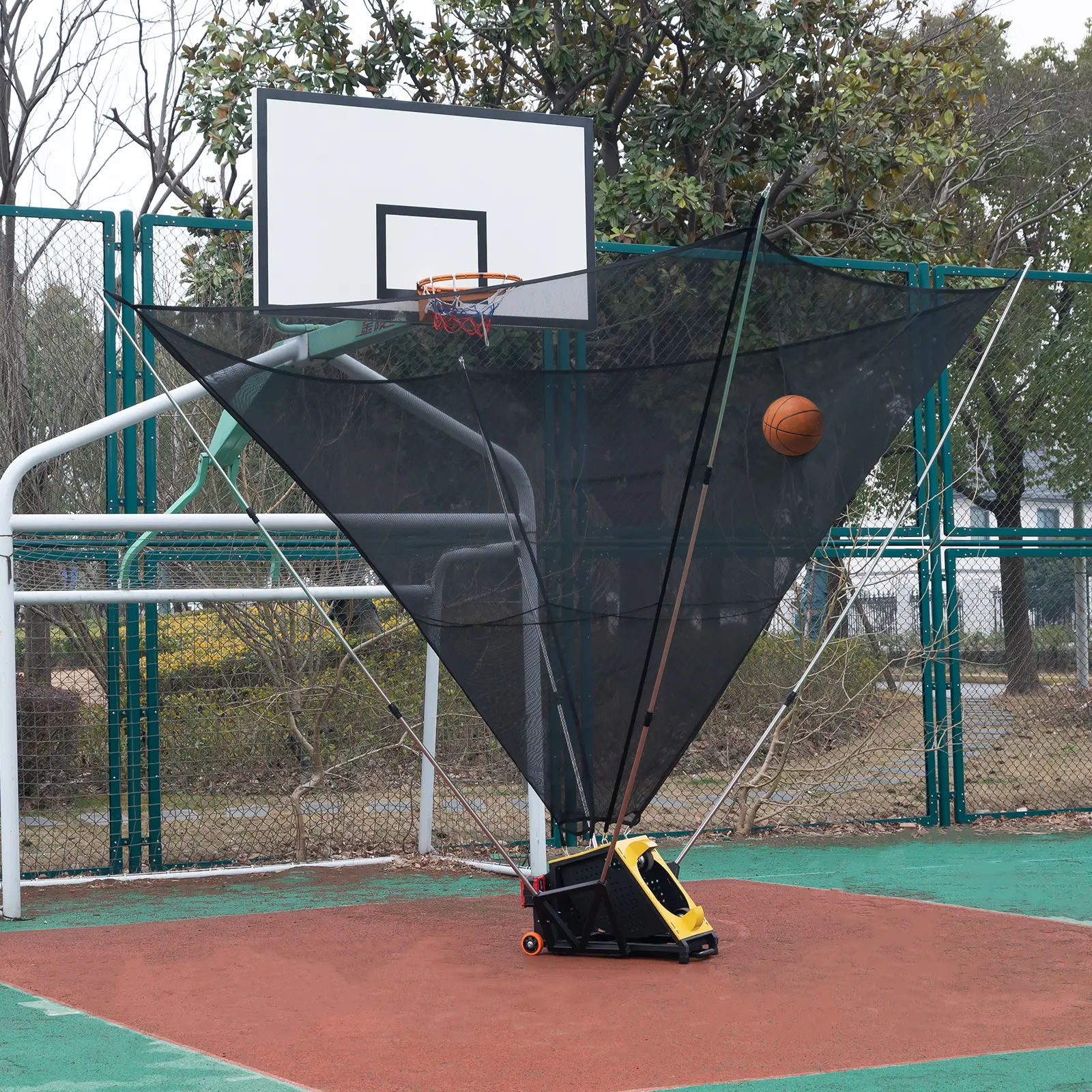 Efficraft 2-in-1 Basketball Catching & Shooting Machine, Dual - Power Rechargeable/Plug - in Basketball Shooting Trainer, Basketball Rebounder Machine, Basketball Return Attachment