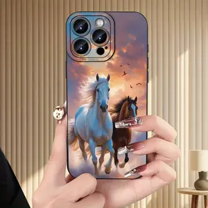 Creative Galloping Horse Pattern Phone Case, TPU Shockproof Full Protection Case, Suitable for iPhone 17/16/15/14/13/12/11 PRO MAX PLUS AIR E XS and PROMAX MINI, Ideal Gift for Friends and Family, MS2358