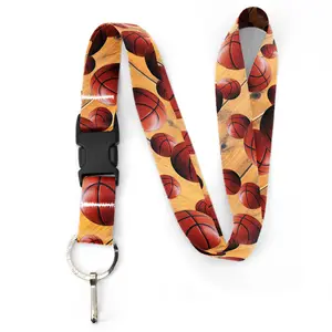 Buttonsmith Basketball Premium Lanyard - with Buckle and Flat Ring - Made in the USA