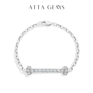 ATTAGEMS Simple Design D Color 3.0mm Round Cut Lab-Grown Moissanite Bracelet for Women Girls 925 Sterling Silver Bracelet Stackable Daily Wear Party Trendy Fine Jewelry B081 summerwins,summerwins