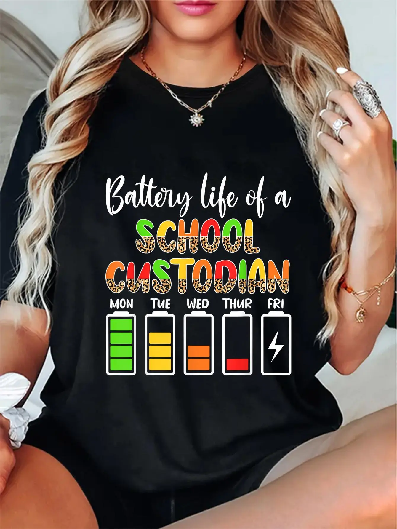 Women's 100% Cotton Soft Breathable T-Shirt - Unisex Cute Fit Print Style, Casual Short Sleeve Top for School Custodian/Janitor Vibe Everyday Wear, Tee, Check, Fabric, Digital Print, Shortsleeve, All Seasons, Printed