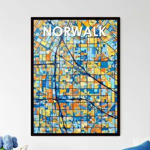 Personalisable Norwalk Ca Art Map Poster Vibrant Custom Decor For Unique Gifts Stylish Home Interiors Stunning Wall Art