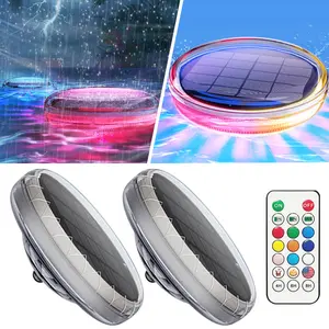 2/1 Pack Solar Powered Lamp Rechargeable RGB Submersible Pool Light with Remote, LED Waterproof Underwater Light for Pool, Bathtub, Aquarium, Hot Tub, Garden Decor Gift | Led Floats Swimming Decoration Party Lighting Christmas Lights