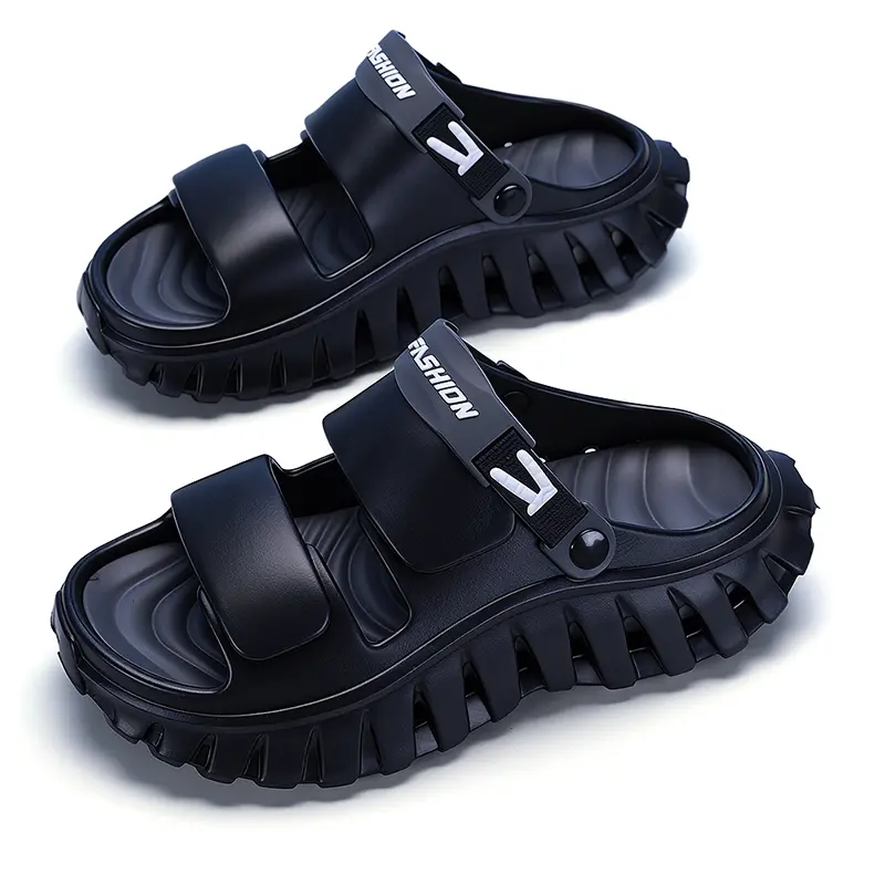 FoamFam Men's Easy Clean Lightweight Platform Slides Non-Slip Breathable Work Sandals with Shock Absorbing Sole  Durable Resistant to Dirt & Wear  Perfect for Restaurant Home Outdoor Beach