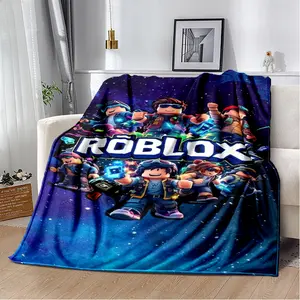 HOT Game!R-Robloxs Cartoon Game Flannel Blanket Soft Warm Throw Blanket for Bed Bedroom Room Living Room Travel Camping Picnic Gift