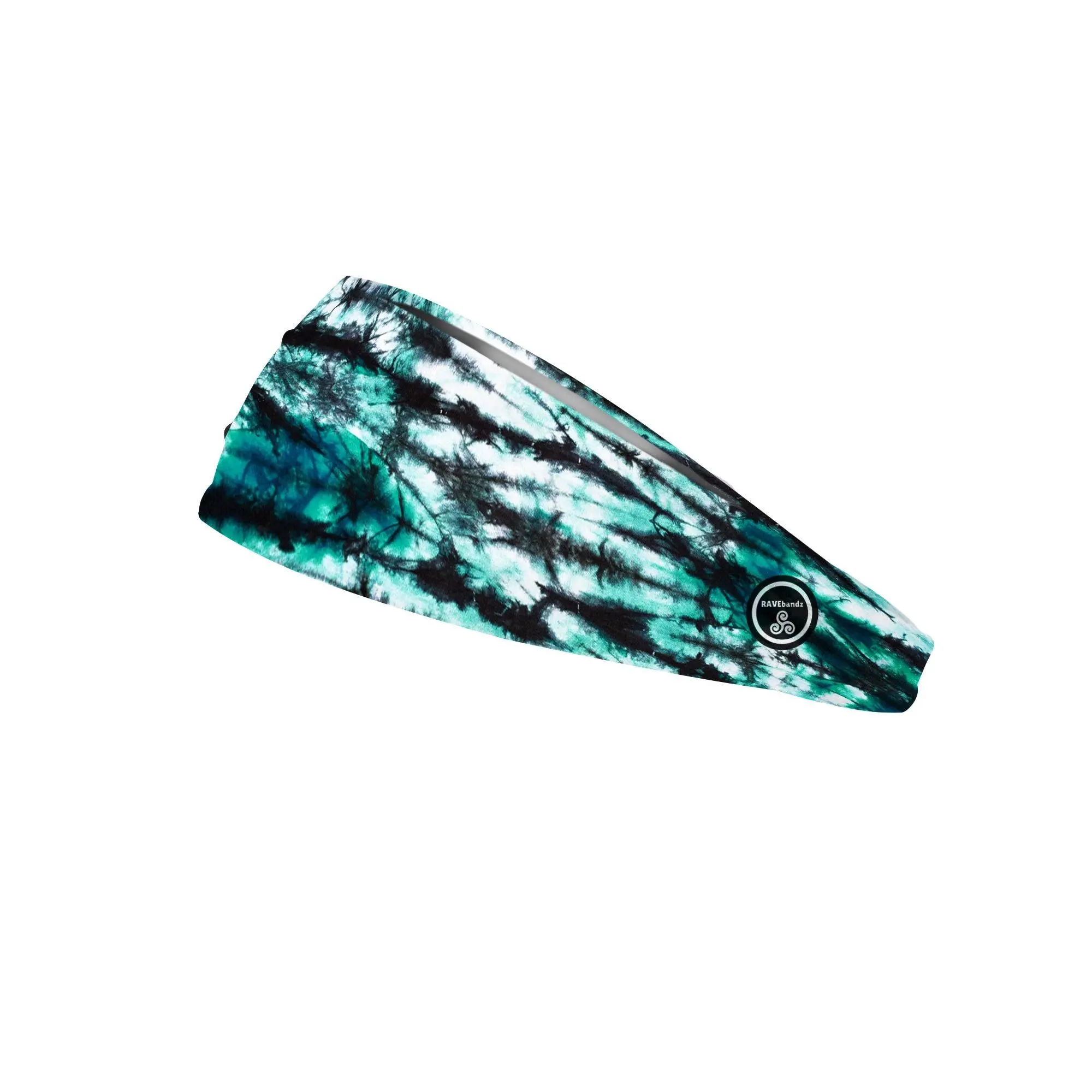 RAVEbandz The Pro - Wide Stretch Headband (Green/ Black Tie Dye)