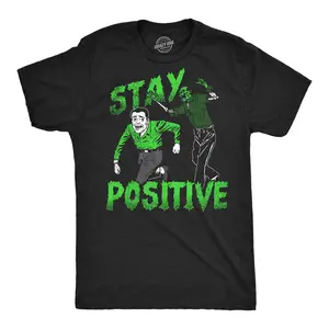 Mens Funny T Shirts Stay Positive Zombie Sarcastic Halloween Graphic Novelty Tee for Men Mens Funny T Shirts Cool Vintage Fashion T-Shirt Gift Classic Menswear Halloween Apparel for Men Funny Zombie Short Black -
