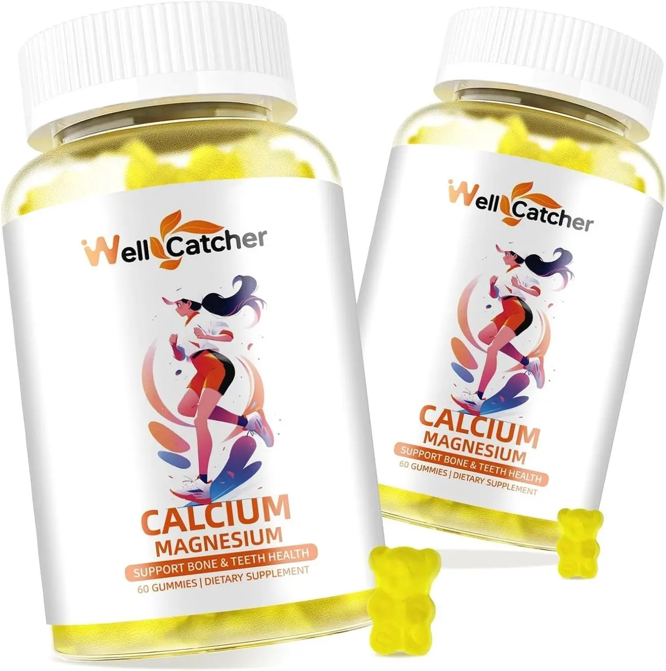 Calcium Magnesium Gummies Adults Kids - Sugar Free Chewable Vegan Algae Calcium Supplements for Women Men Support Plus Bone Strength with Zinc Potassium Vitamin D3 K2 Lemon Flavor 120CT