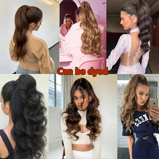 "Brazilian Body Wave 100% Human Hair Ponytail Extension, Clip In Magic Ponytail Hairpiece, Natural Black 8-30 Inch, Easy Wear & Long Lasting for Daily & Party Use "	