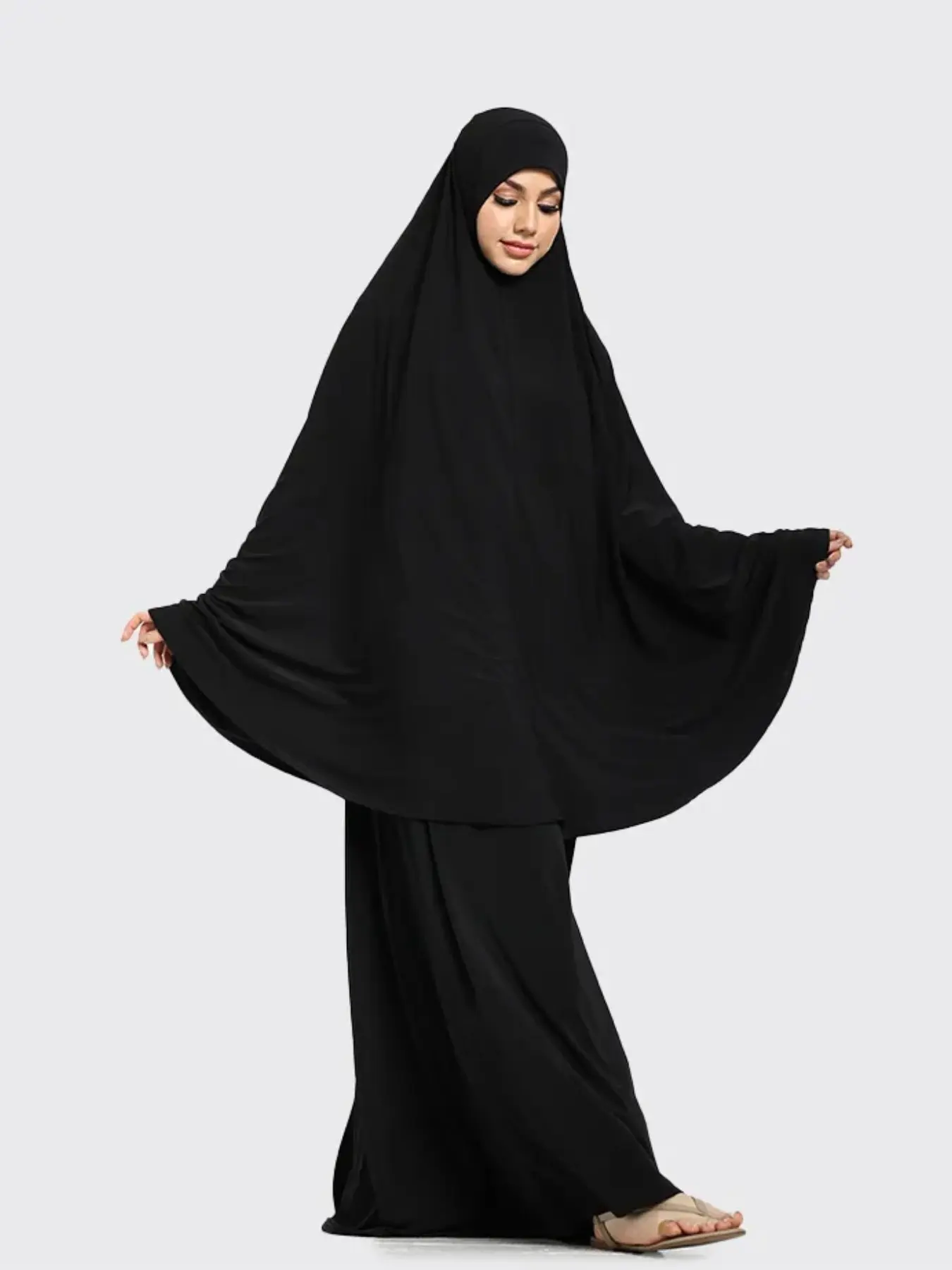 Women Muslim Convenient Hijab Scarf Khimar, Arab Women Pure Color Headscarf, Casual Elegant Modest Sun Protection Windproof Wrap, Suitable for Daily Use Modesty