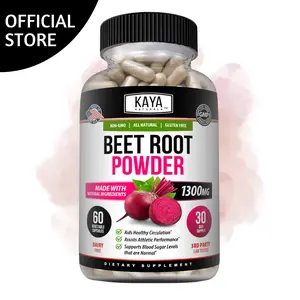 Kaya Naturals Premium Beet Root Powder | Beet Root Extract, Beetroot Nitric Oxide Booster, Non-GMO & Gluten-Free, 1300mg Per Serving - 60 Veggie Capsules - Dietary Supplement
