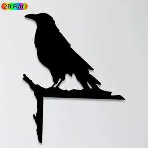 1pc Raven Metal Wall Art, Mysterious Raven Statue Mural, Ideal Gift for Halloween, Thanksgiving, Bird Decor Enthusiasts, Rust-Resistant Metal Wall Decor Wall Sculptures, Perfect for Outdoor Garden Fence & Indoor Living Room Wall