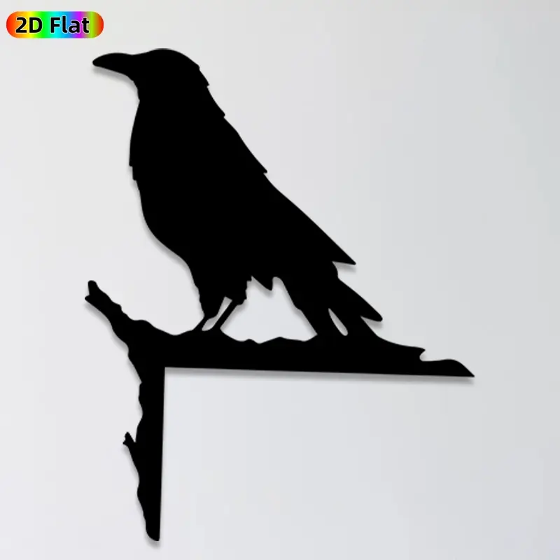 1pc Raven Metal Wall Art, Artwork for walls, Mysterious Raven Statue Mural, Halloween, Thanksgiving, Bird Decor Enthusiasts, Rust-Resistant Metal Wall Decor Wall Sculptures, Perfect for Outdoor Garden Fence & Indoor Living Room Wall