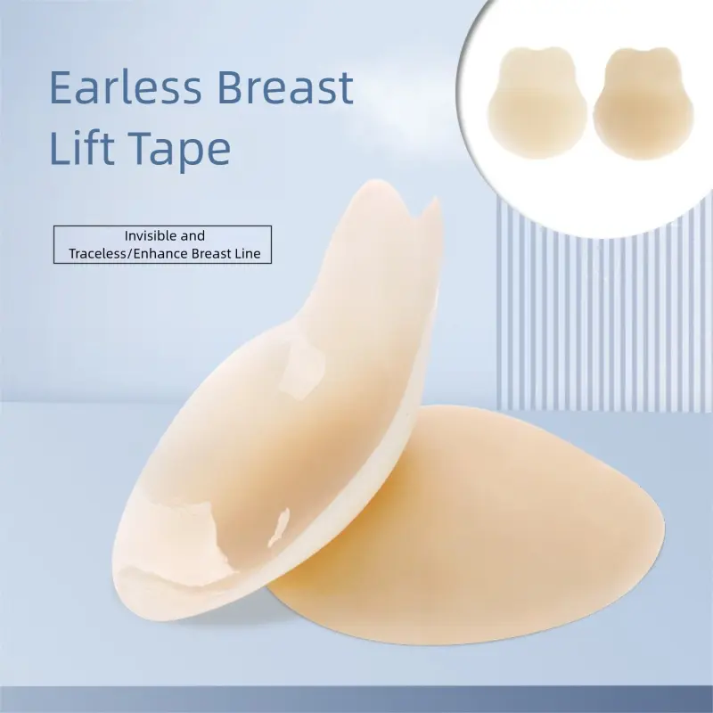 2pcs Reusable Silicone Rabbit Ear Bra Lift Up Covers for Women Anti Sagging Support Enhancing Cleavage Natural Look Comfortable Seamless Invisible Bra Cups Adhesive Push Up Pads