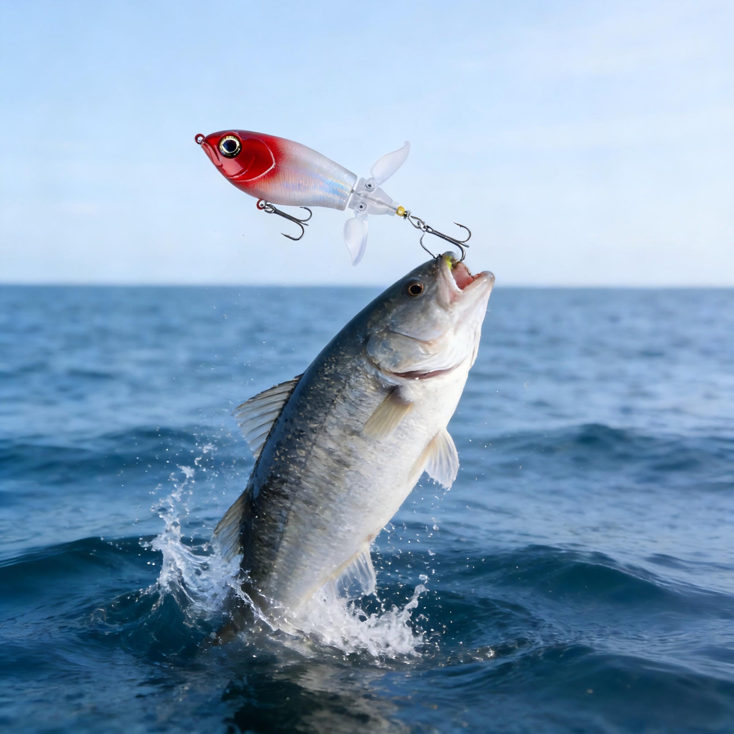 Top Water Fishing Lures with Hooks Double-Blade Design for Bass Catfish Pike Floating Lures Surface Wobble PoPobait Bass Baits Fishing Gifts for Men