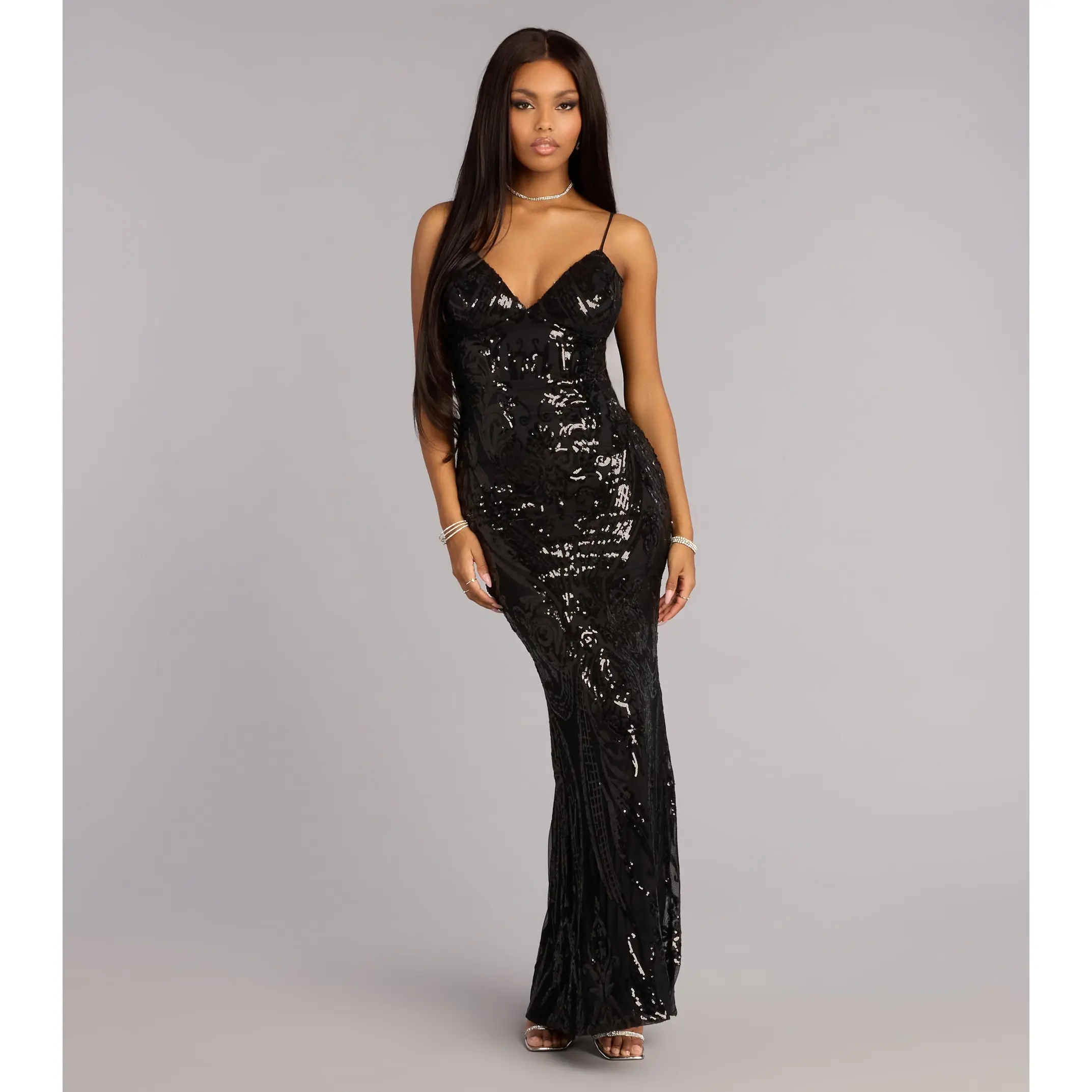 tie back formal dress Ray Sequin Tie-Back Formal Dress main image 0