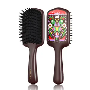 SIMETRA Anti-Breakage Wet & Dry Detangling Comb, Bespoke Artisan Design Wooden Paddle Brush, Painless Knot Remover & Scalp Massager for All Hair Types & Wigs