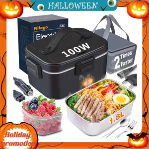 2.5L/1.8L Electric Food Warmer Lunch Box - Portable, 110V/12V/24V Car/Home Compatible, Leak-Proof with Tableware & Lunch Bag for Office/Travel