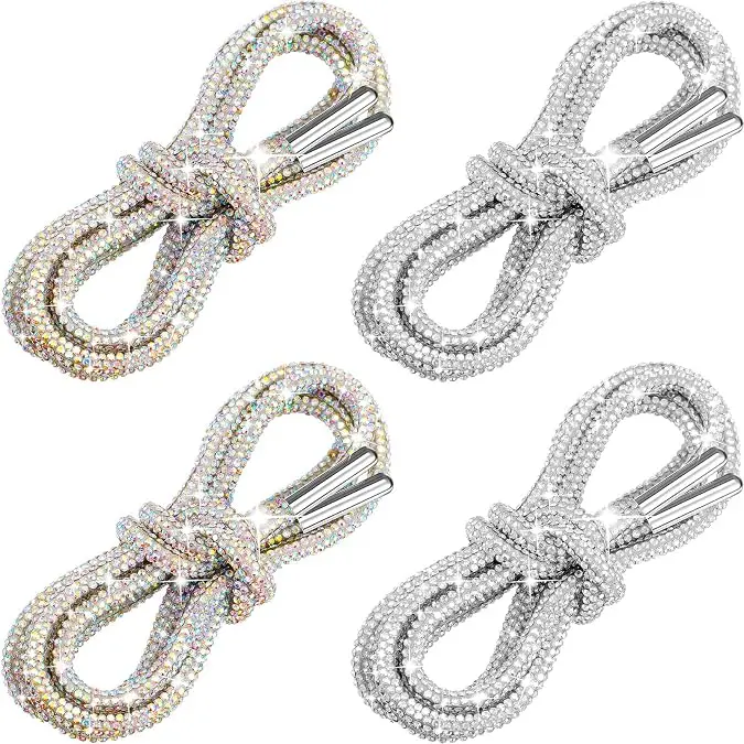 2 pairs Bling Rhinestone Glitter Shoe Laces, Decorative Shiny Crystal Drawstring Replacement Shoelaces, Sparkling Rope Laces for Sneakers Hoodies Garment DIY Craft Decoration