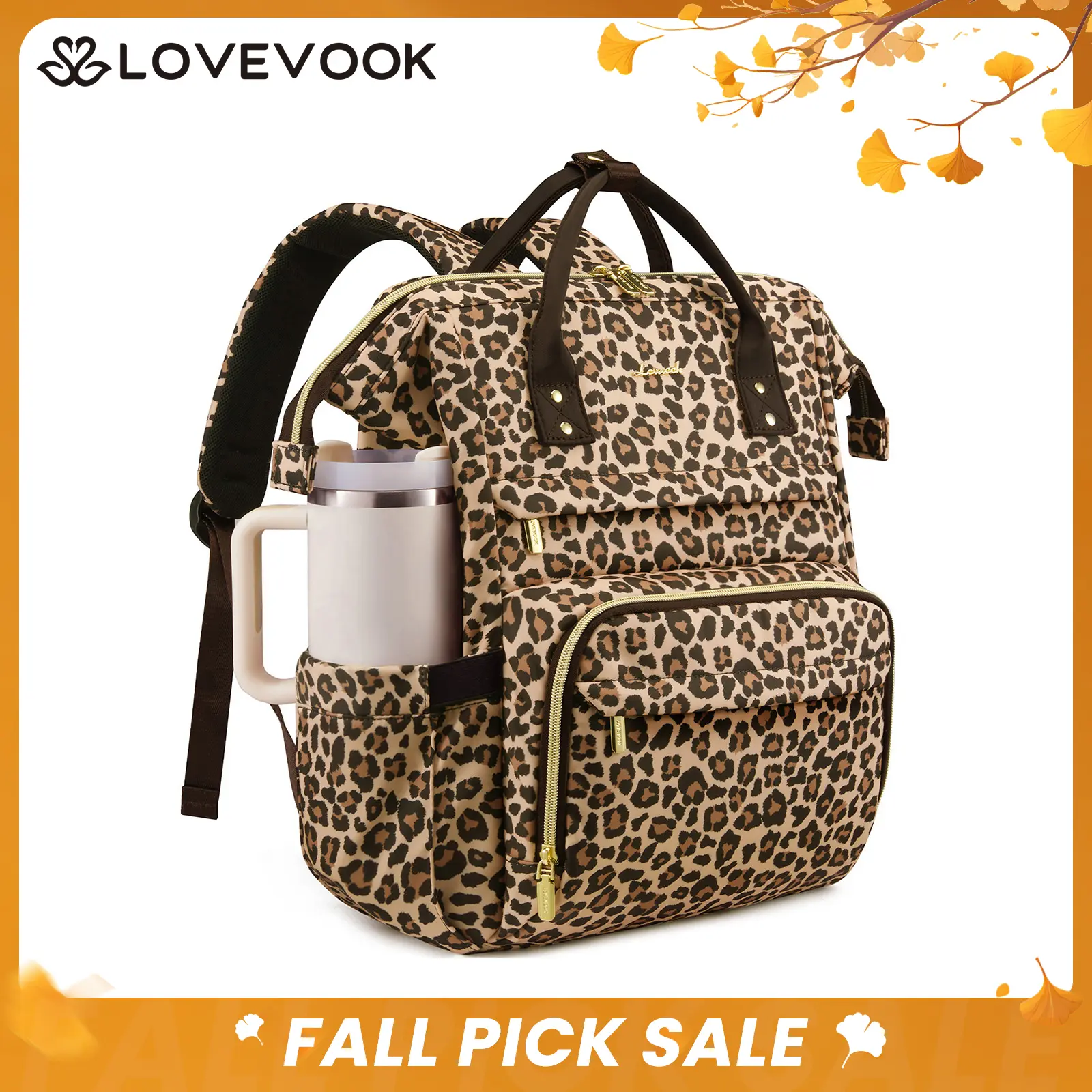 LOVEVOOK Laptop Backpack for Women & Men with Giant Tumbler Holder Pocket,15.6 &17.3 &18 inch Waterproof Travel Backpack Purse Computer Laptop Bag,Professional Work College Nurse Teacher Backpack Casual Daypack