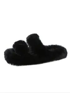 Women's Plush Multicolor Open Toe Soft Comfort Indoor Home Shoes, Rubber House Shoes, Warm Anti Slip Slippers for Casual and Relaxing Use, Fuzzy Warm Slippers, Ultimate Comfort Experience