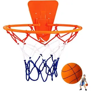 Basketball Rim, Wall Door Mounted Basketball Hoop, Wall Mounted Basketball Hoop Indoor Outdoor Hanging Basketball Hoop, Silent Ball Professional Indoor Basketball Frame for Home Use Without Basketball