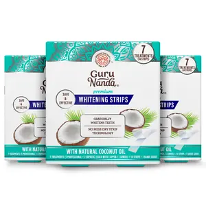 GuruNanda Whitening Strips, 7-day treatment, Non-Slip, Dry Strip Technology, 3 Pack
