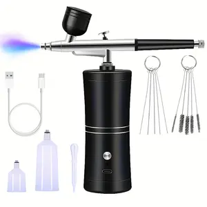 Airbrush Kit with Compressor, High Pressure Rechargeable Cordless Airbrush Gun with 0.3mm Nozzle and Cleaning Brush Set, Suitable for Nail Art, Makeup, Painting, Cake Decorating, Haircut, Tattoo, Model, Eye-Catching, Christmas, Holiday Gift for Women