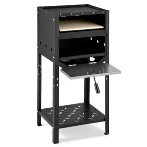 COSTWAY - 12 Inch Outdoor Pizza Oven with Ash Tray and Wood Storage-Black