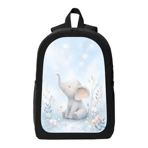 Cute Little Elephant Pattern Backpack Lightweight Casual Backpack with Zip Closure Adjustable Straps, Applicable to for Women and Men