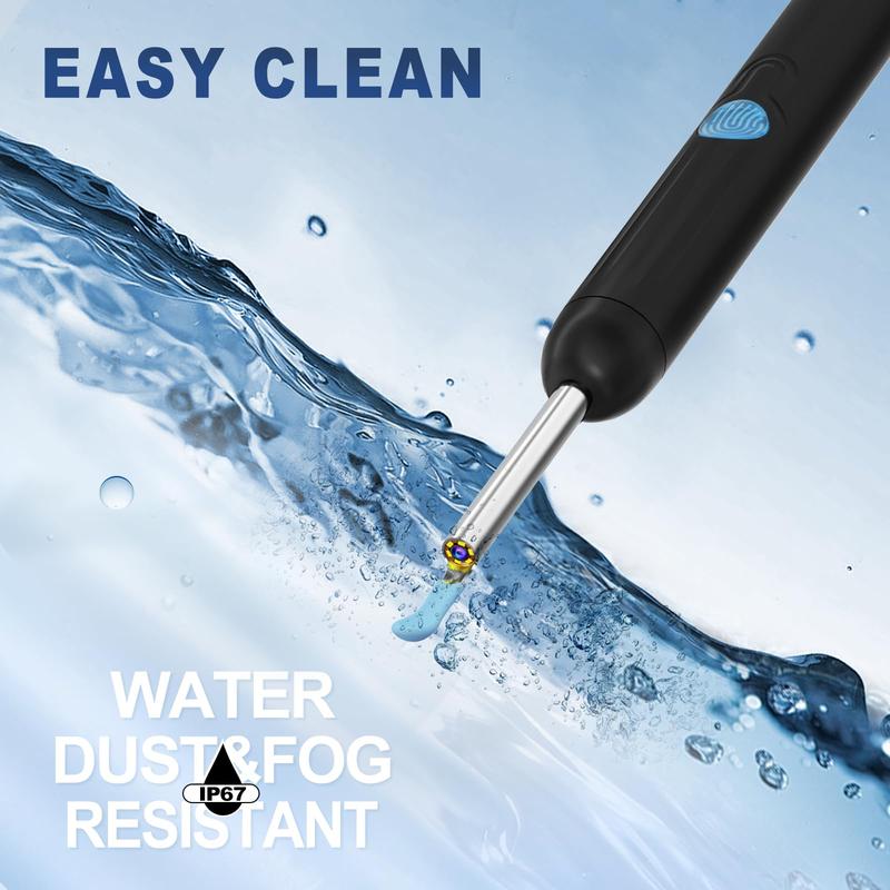 1080P Ear Wax Removal Kit with Camera & 6 LED Lights 8 Ear Picks Compatible with iPhone Android iPad Black Ear Care Solution