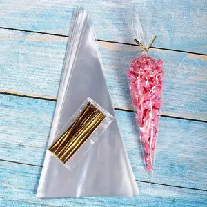 50 Pack Candy Packaging Bags, Wedding and Birthday Popcorn Portion Bags, Durable Opp Material Party Gift Bags